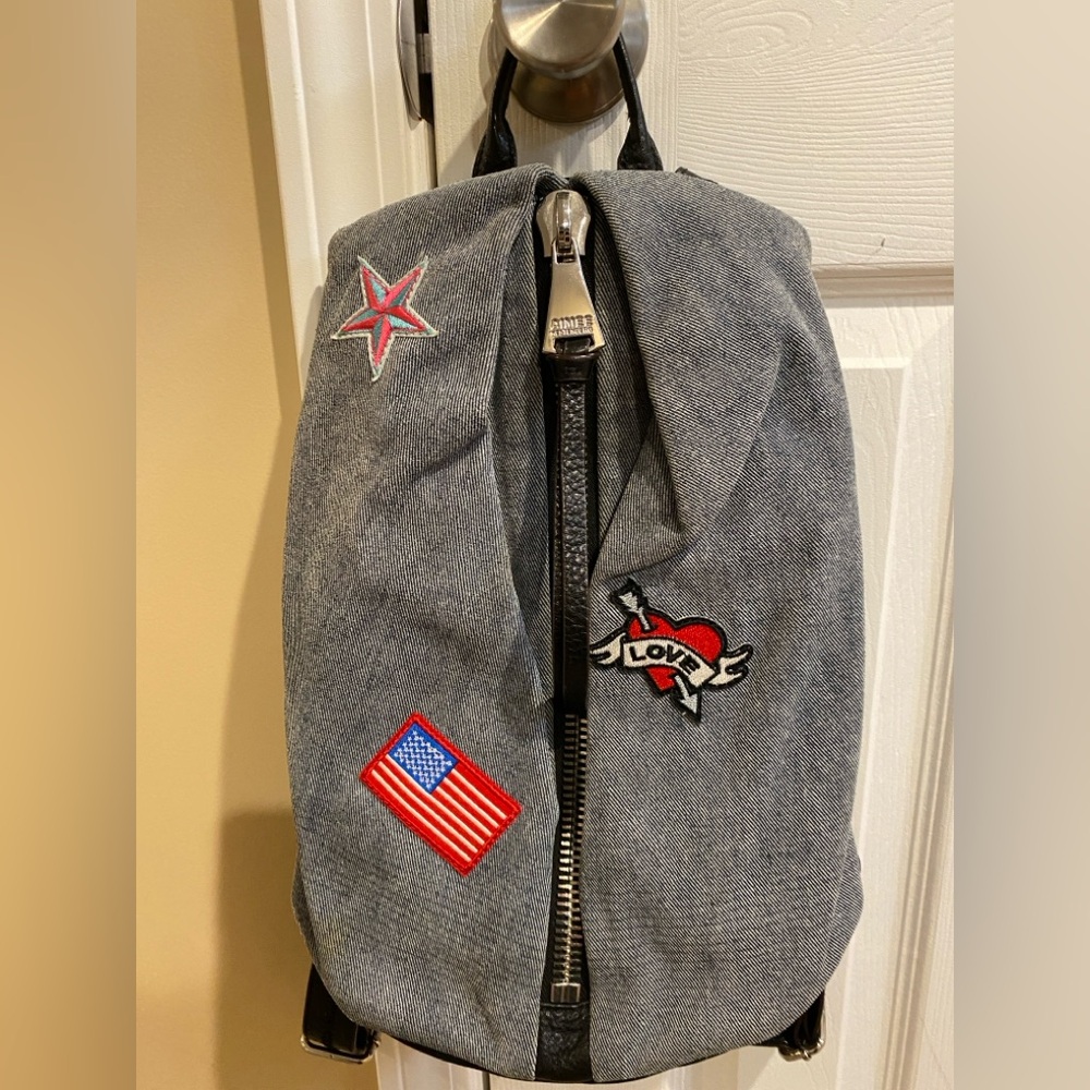 Aimee Kestenberg Denim Leather Embroidered Tamitha Backpack